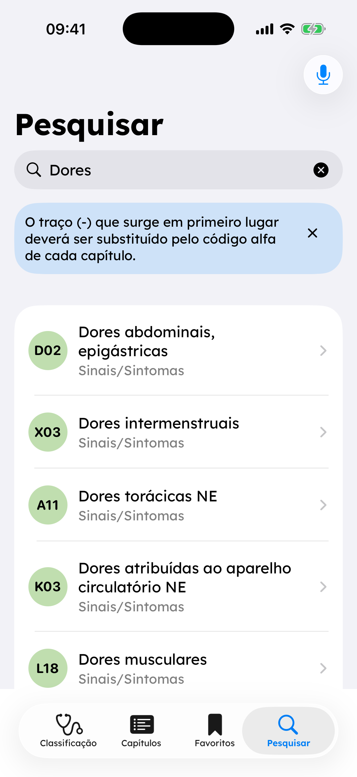Busca do CIAP2 no iPhone em modo claro
