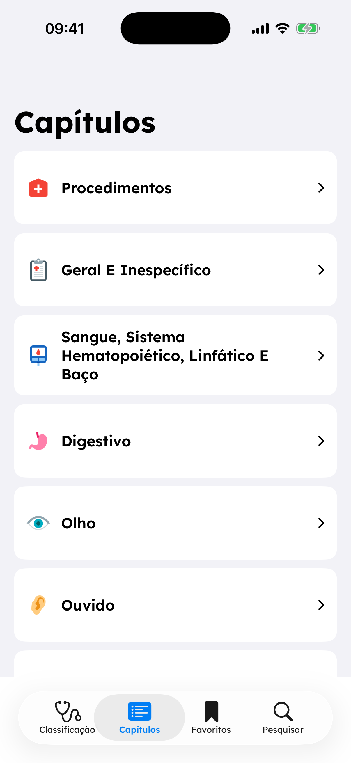 Capítulos do CIAP2 no iPhone em modo claro